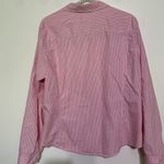 Jones New York Sport XL Pink Striped Long Roll Tab Sleeve Button Up Photo 3