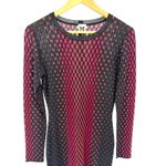 Missoni  M Black Red Sheer Bodycon Midi Dress Long Sleeve Minimalist Art Knit Photo 3