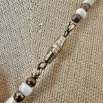 Vintage Blue & White Ceramic Bead Necklace with Donut Pendant Photo 5