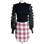 Blue Rain Francesca's  Amelia Plaid Wrap Mini Skirt Photo 10