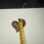 Chico's Chico’s Rhinestone Textured Heart Bronze Tone Pin Brooch Signed Photo 2