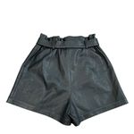 BCBGMAXAZRIA  Faux Leather Paperbag-waist Shorts In Black Size‎ XS Buttery Soft Photo 4