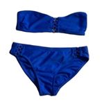 No Boundaries Blue Bandeau Bikini Set Lattice Detail Swimwear S Photo 1