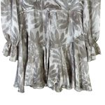 Aakaa  Metallic Floral Long Sleeve Mini Dress Womens S Gray Glam Festive Coquette Photo 3