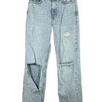 ZARA  Distressed High Waisted Straight Leg Jeans 6 Photo 0