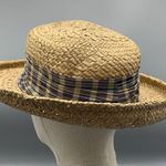 Eric Javits Lily J Woven Straw Hat Sun Beach Round Kettle Brim Trim Plaid Band Size 0 Photo 5