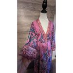 Vintage maxi dress sz M vacation resort Cleopatra Pink Long V Neck Size M Photo 2