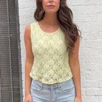 Free People Vintage y2k lime green lace tank top with white pearl detail / fits sz S-L Photo 0