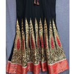 Womens Black Red Gold Anarkali Dress Sleeveless Embroidery Round Neck Size M Photo 4