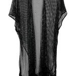 Just Be  One Size Swim Cover Up Mesh Tasseled Black‎ Swimwear Short Sleeve 1222 Photo 0
