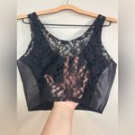 Vintage Black Leather and Lace Crop Bustier Top Size S Photo 2
