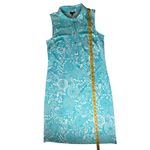 Talbots  Turquoise Floral Sleeveless Collared Shirt Dress Small Stretch Preppy Photo 8
