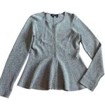 Theory Grey Marled Zip-Down Peplum Sweater Jacket Stretch Size Large Women's Photo 0