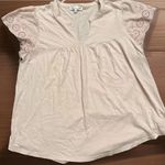 C&C California Blouse Top Blush Pink Eyelet Flutter Sleeve Cotton Rayon Soft XL Photo 2