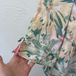 JM Collection  100% Linen Tropical Floral Button Up Green Pink 3/4 Sleeve - Sz 14 Photo 2