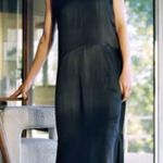 Everlane  Dress Medium The Satin V Neck Maxi Minimalist Quiet Luxury Old Money Photo 1