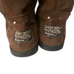 Ed Hardy VTG  Montana Brown Suede Boots Y2K Eagle Studded Mid Calf  Embroidered Photo 5