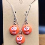 Handmade Orange M&M Jewelry Set- Necklace and Earrings Photo 0