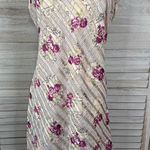 KATHRYN Vintage 90's Semi Sheer Stripe/Floral Satin Chemise/Slip Beige/Multi Photo 0