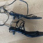 LPA  - Carmella Ankle Wrap Tie Kitten Heels in Black Photo 1