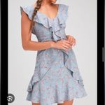 Lulus  Radiant Rosa Light Blue Floral Print Ruffled Mini Dress Size M Photo 1