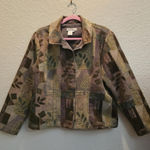 Coldwater Creek  Women’s Petite Large Chenille Green Purple Floral Blazer Jacket‎ Photo 0