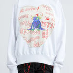 We11done Unisex Streetwear Graffiti Patch Graphic Crewneck Sweatshirt Size S White Photo 0