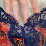 Victoria's Secret Vintage 80’s Victoria’s Secret Gold Label Navy & Red Floral Paisley Slip Chemise Photo 2