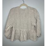 ZARA  Basic Embroidered Peplum Top Blouse Women's Size Small Striped White Flowy Photo 2