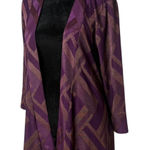 Chico's  1 Travelers Purple Open Front Cardigan Duster‎ Metallic Gold Size 8 10 Photo 0