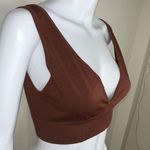 We Wore What  Circular Knit V-Neck Bra Top in Brunette Photo 0