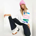 Love moschino  big love logo oversized jumper in white Photo 3