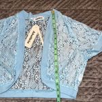 Abollria large blue women’s cover up crochet knit short sleeve NWT Photo 6