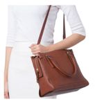 Fossil  Claire Cow Leather Mini Satchel Bag Brown Classic Office Preppy Timeless Photo 9