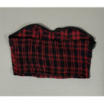 Black Red Plaid Checkered Ruffle Lace Strapless Shirt Blouse Tube Top Size S ♥️✨ Photo 5