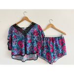 80s Floral Sleep Set size large Green Photo 1