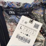 ZARA  Paisley Floral Print Draped Ruched Mini Dress Size L NWT Photo 7