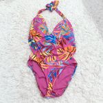 Bar III Macy’s Paradise In The Palms Cowl Neck One-Piece Swimsuit Pink Medium Photo 2