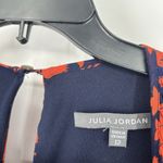 Julia Jordan  Smocked Floral Tiered Maxi Dress Orange Blue Sheer Sleeves Size 12 Photo 9