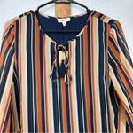 Gilli Orange & Cream Multicolor Striped Wide Sleeve Blouse Size S Photo 2