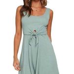 l*space L Topanga Sleeveless Ribbed Reef Green Dress Size M Front Tie Cut Out Photo 0
