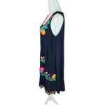 Mexican embroidered floral Black mini dress Coverup resortwear casual swimwear Size M Photo 3