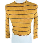 Mezzanine Womens  Retro Scalloped Y2K Striped Scalloped Hem Crop Top - Sz M Photo 0