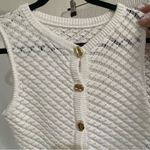 Meshki  White Knit Crop Top with Gold Buttons and skirt Photo 2