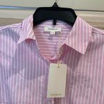 NWT Tamara H. Pink Striped Tie Short Sleeve Shirt Size M Photo 2