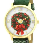 Holiday Lane Women's Plaid Fabric Strap Watch in Green NWT Red Photo 0