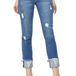 Risen Jeans Medium Wash Midrise Frayed Cuff Ankle Straight Jeans Womens 27 or 5 Blue Photo 0