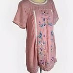 Umgee Women Mini Shirt Dress Medium Pink Crochet Lace Embroidered Scoop Neck Photo 6