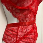 SheIn Red Lace Love Gothic Bodysuit Photo 5