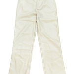 Miou Muse Faux Leather Vegan Cream Long Pants Large Straight Leg High Rise‎ Photo 0